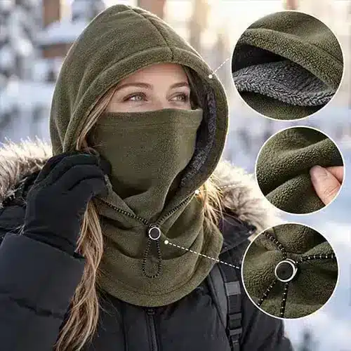 Double layer fleece hat with ear and neck cover